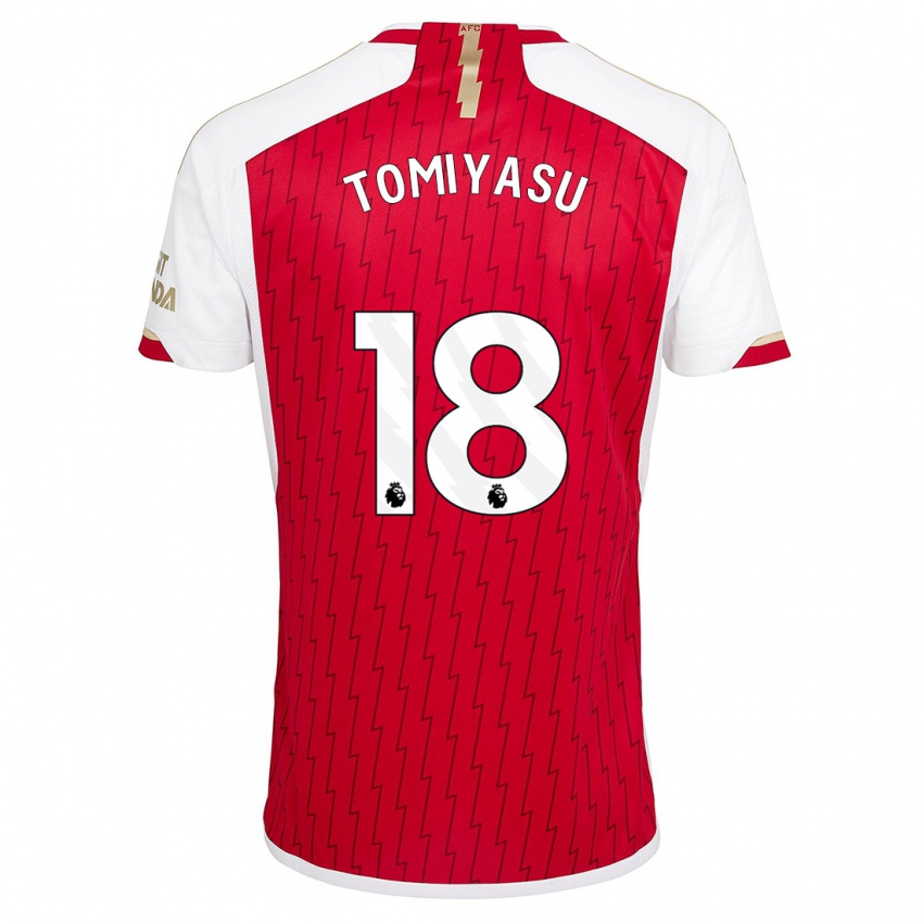 Mænd Takehiro Tomiyasu #18 Rød Hjemmebane Spillertrøjer 2023/24 Trøje T-Shirt