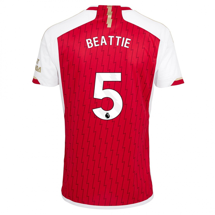 Mænd Jen Beattie #5 Rød Hjemmebane Spillertrøjer 2023/24 Trøje T-Shirt