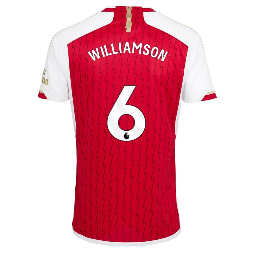 Mænd Leah Williamson #6 Rød Hjemmebane Spillertrøjer 2023/24 Trøje T-Shirt