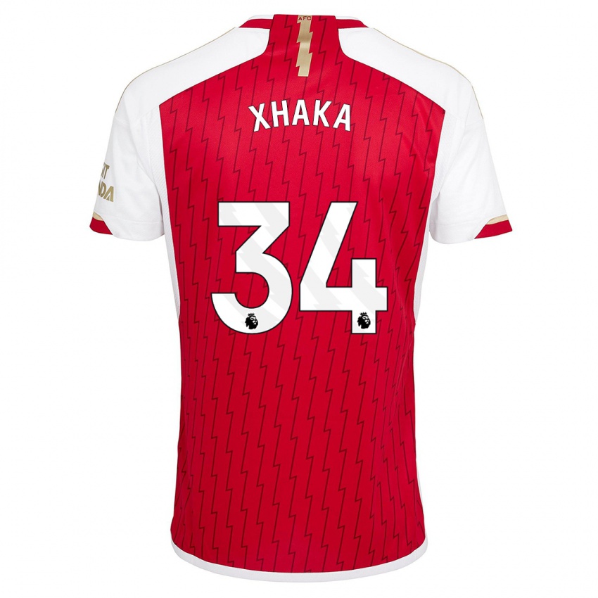 Mænd Granit Xhaka #34 Rød Hjemmebane Spillertrøjer 2023/24 Trøje T-Shirt