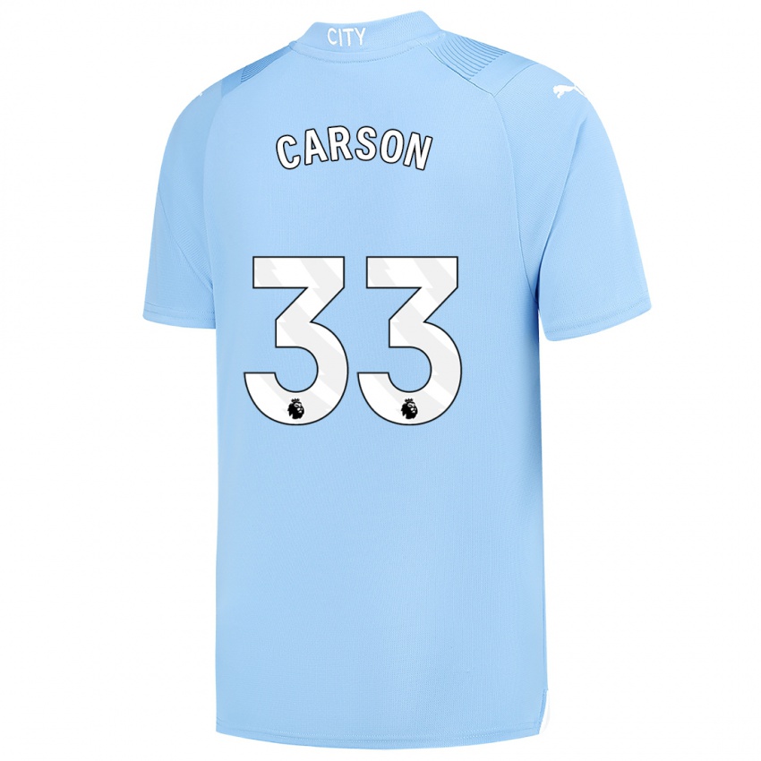 Mænd Scott Carson #33 Lyseblå Hjemmebane Spillertrøjer 2023/24 Trøje T-Shirt