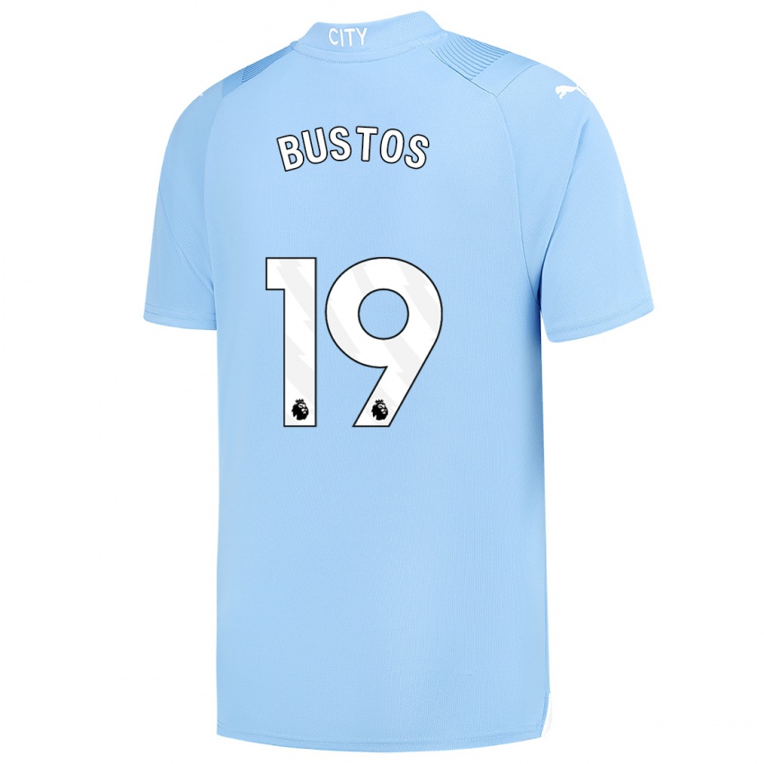Mænd Nahuel Bustos #19 Lyseblå Hjemmebane Spillertrøjer 2023/24 Trøje T-Shirt