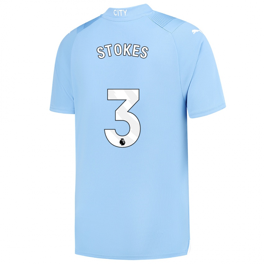 Mænd Demi Stokes #3 Lyseblå Hjemmebane Spillertrøjer 2023/24 Trøje T-Shirt