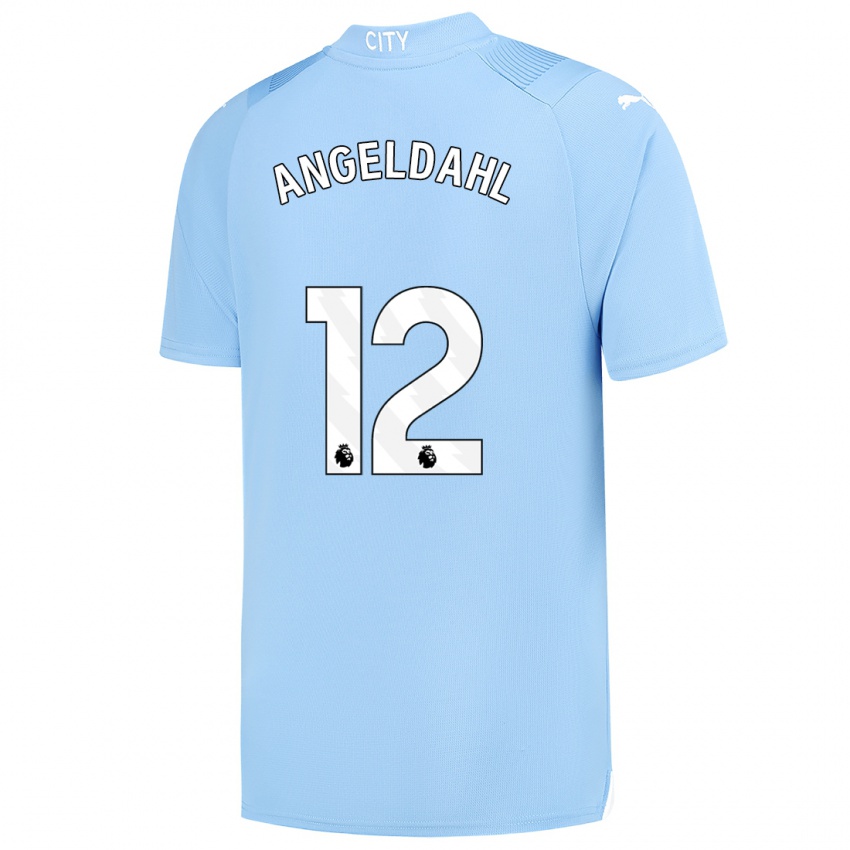 Mænd Filippa Angeldahl #12 Lyseblå Hjemmebane Spillertrøjer 2023/24 Trøje T-Shirt