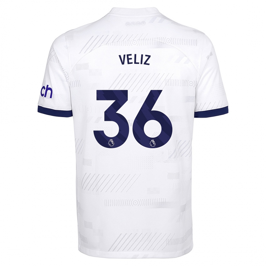 Mænd Alejo Véliz #36 Hvid Hjemmebane Spillertrøjer 2023/24 Trøje T-Shirt