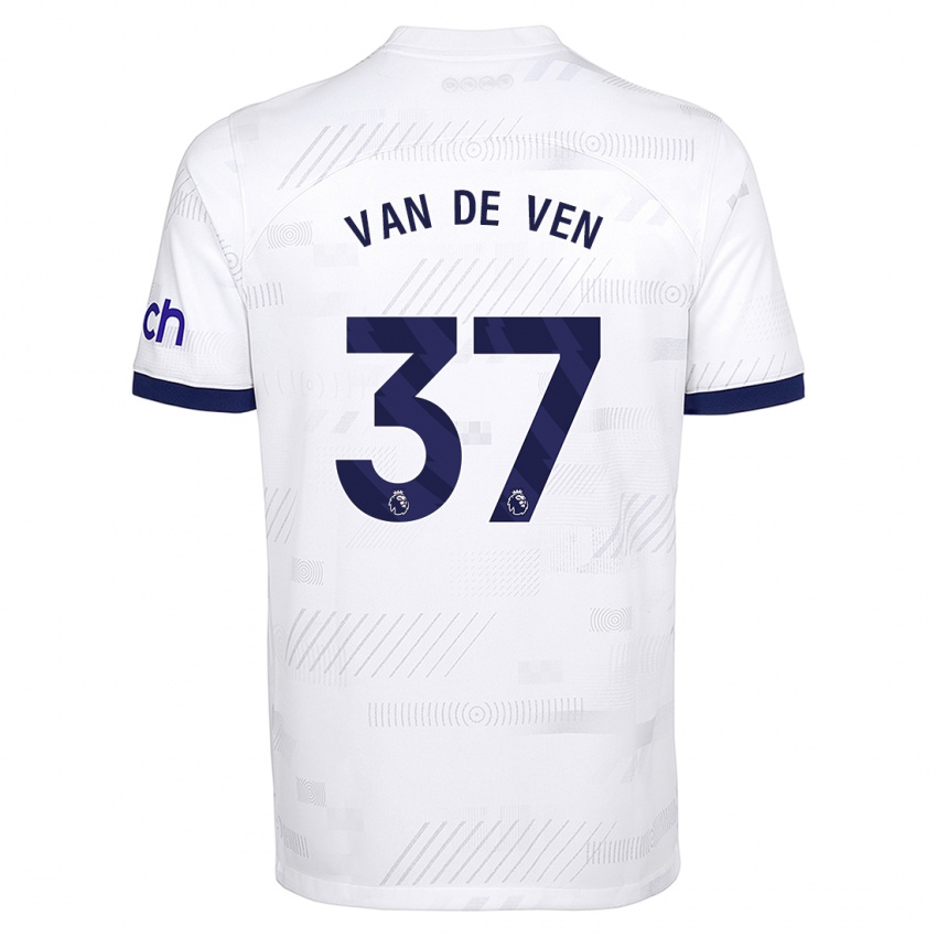Mænd Micky Van De Ven #37 Hvid Hjemmebane Spillertrøjer 2023/24 Trøje T-Shirt