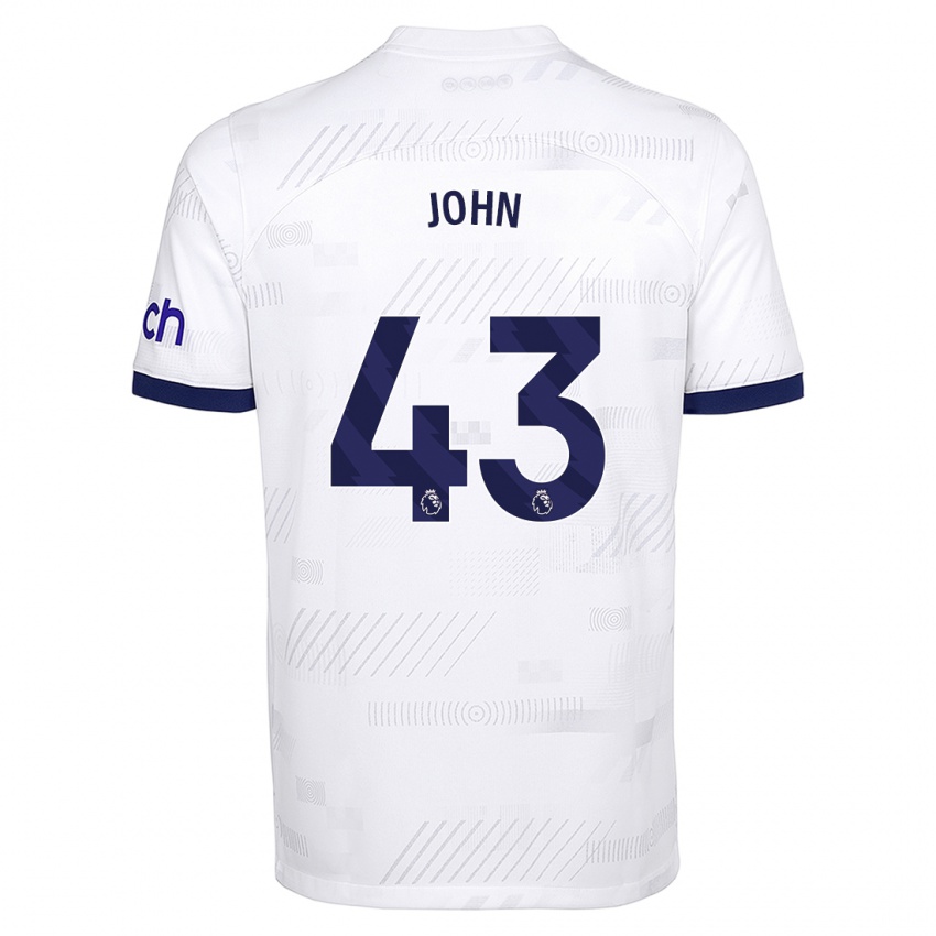 Mænd Nile John #43 Hvid Hjemmebane Spillertrøjer 2023/24 Trøje T-Shirt