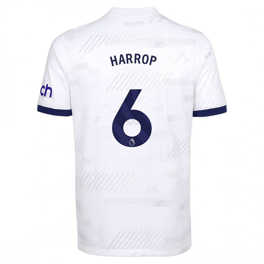 Mænd Kerys Harrop #6 Hvid Hjemmebane Spillertrøjer 2023/24 Trøje T-Shirt