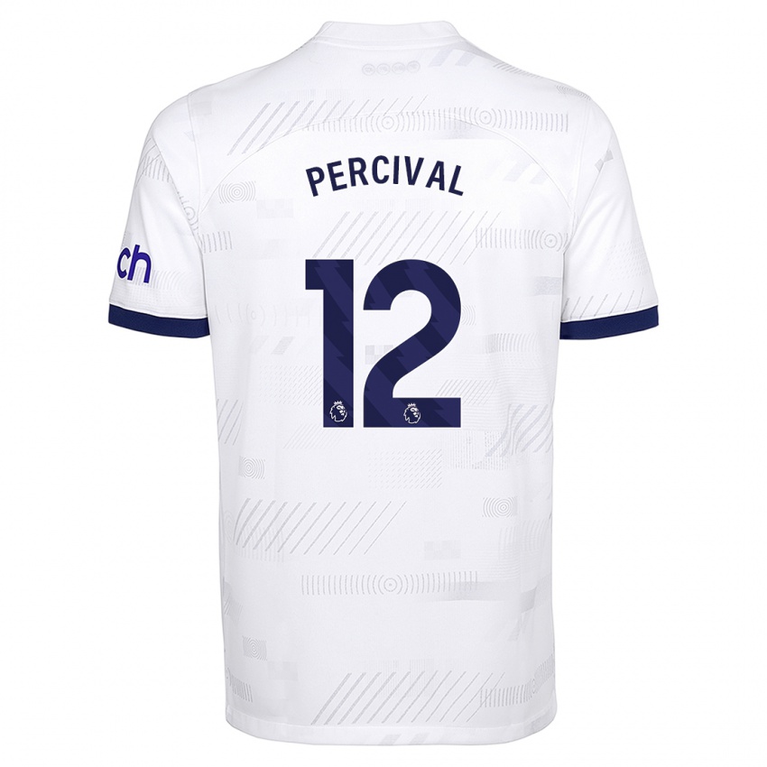 Mænd Ria Percival #12 Hvid Hjemmebane Spillertrøjer 2023/24 Trøje T-Shirt