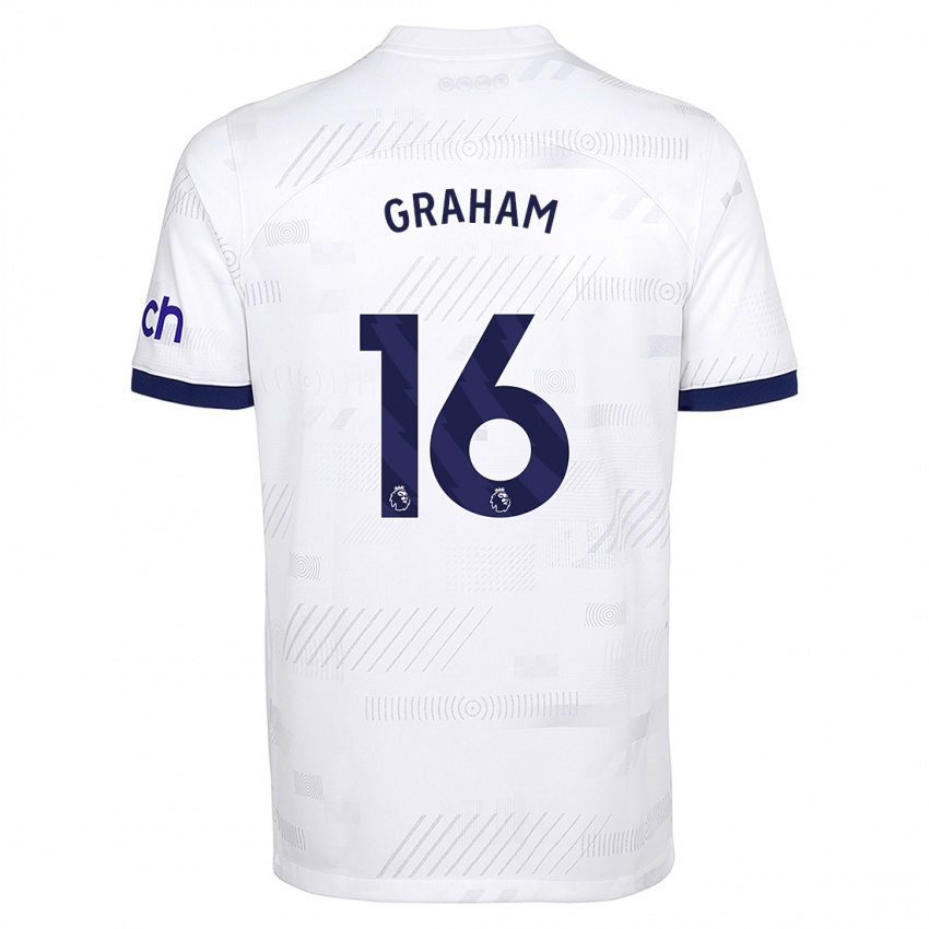 Mænd Kit Graham #16 Hvid Hjemmebane Spillertrøjer 2023/24 Trøje T-Shirt