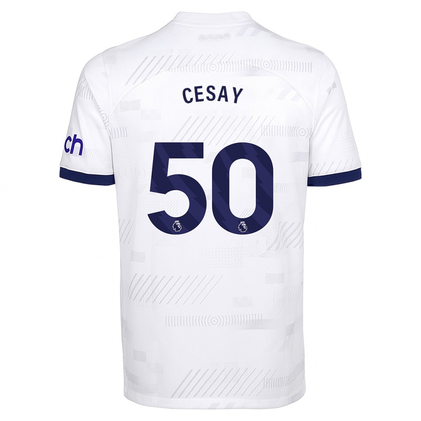 Mænd Kallum Cesay #50 Hvid Hjemmebane Spillertrøjer 2023/24 Trøje T-Shirt