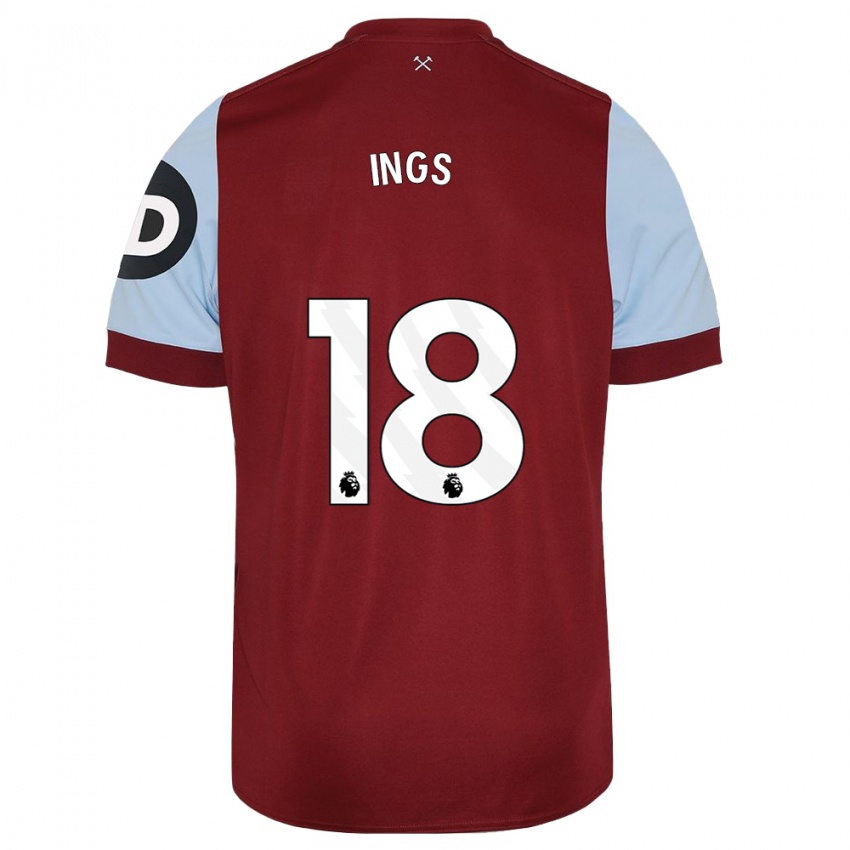 Mænd Danny Ings #18 Rødbrun Hjemmebane Spillertrøjer 2023/24 Trøje T-Shirt