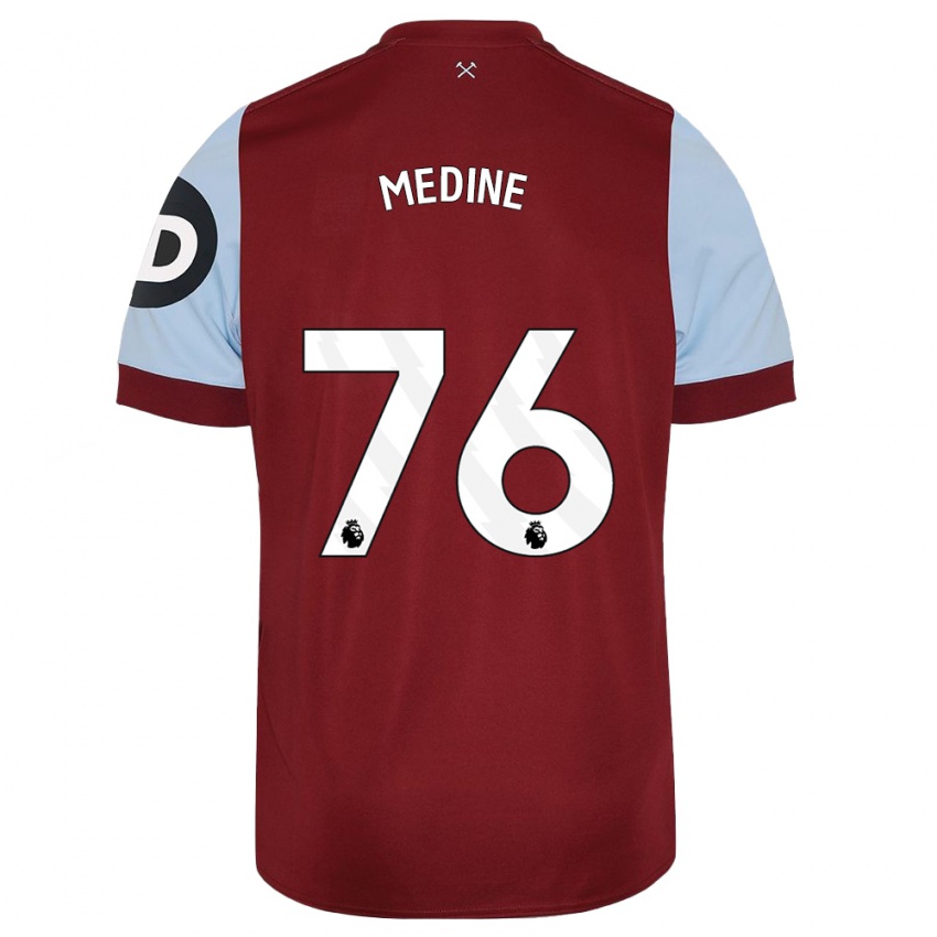 Mænd Jethro Medine #76 Rødbrun Hjemmebane Spillertrøjer 2023/24 Trøje T-Shirt