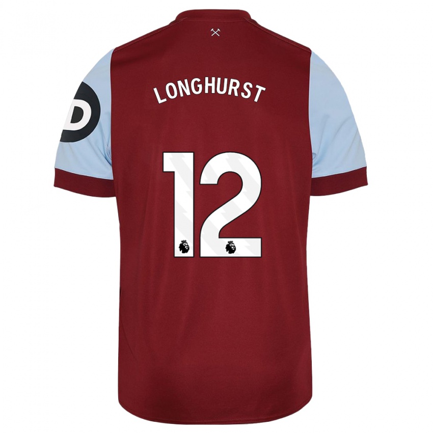 Mænd Kate Longhurst #12 Rødbrun Hjemmebane Spillertrøjer 2023/24 Trøje T-Shirt