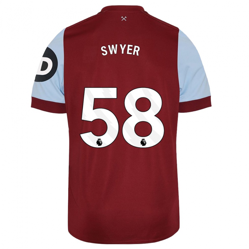 Mænd Kamarai Swyer #58 Rødbrun Hjemmebane Spillertrøjer 2023/24 Trøje T-Shirt