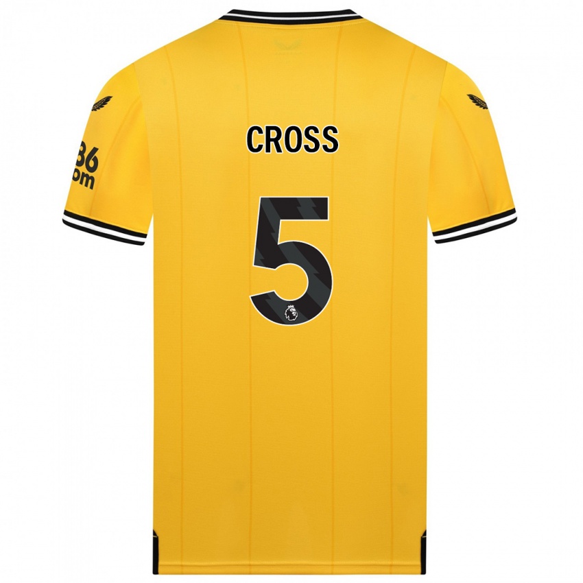 Mænd Emma Cross #5 Gul Hjemmebane Spillertrøjer 2023/24 Trøje T-Shirt