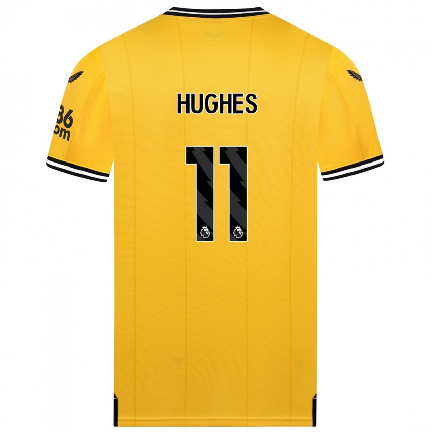 Mænd Amber Hughes #11 Gul Hjemmebane Spillertrøjer 2023/24 Trøje T-Shirt