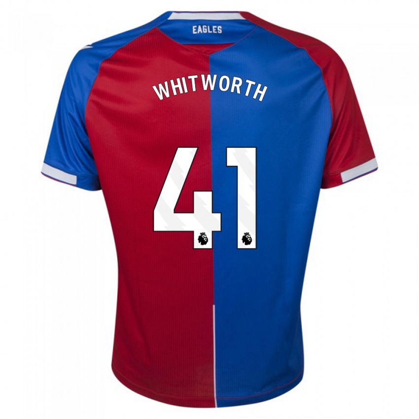 Mænd Joe Whitworth #41 Rød Blå Hjemmebane Spillertrøjer 2023/24 Trøje T-Shirt