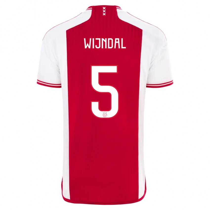 Mænd Owen Wijndal #5 Rød Hvid Hjemmebane Spillertrøjer 2023/24 Trøje T-Shirt