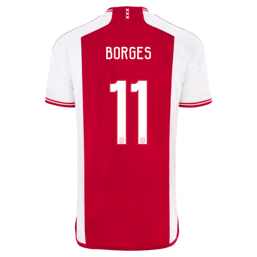Mænd Carlos Borges #11 Rød Hvid Hjemmebane Spillertrøjer 2023/24 Trøje T-Shirt