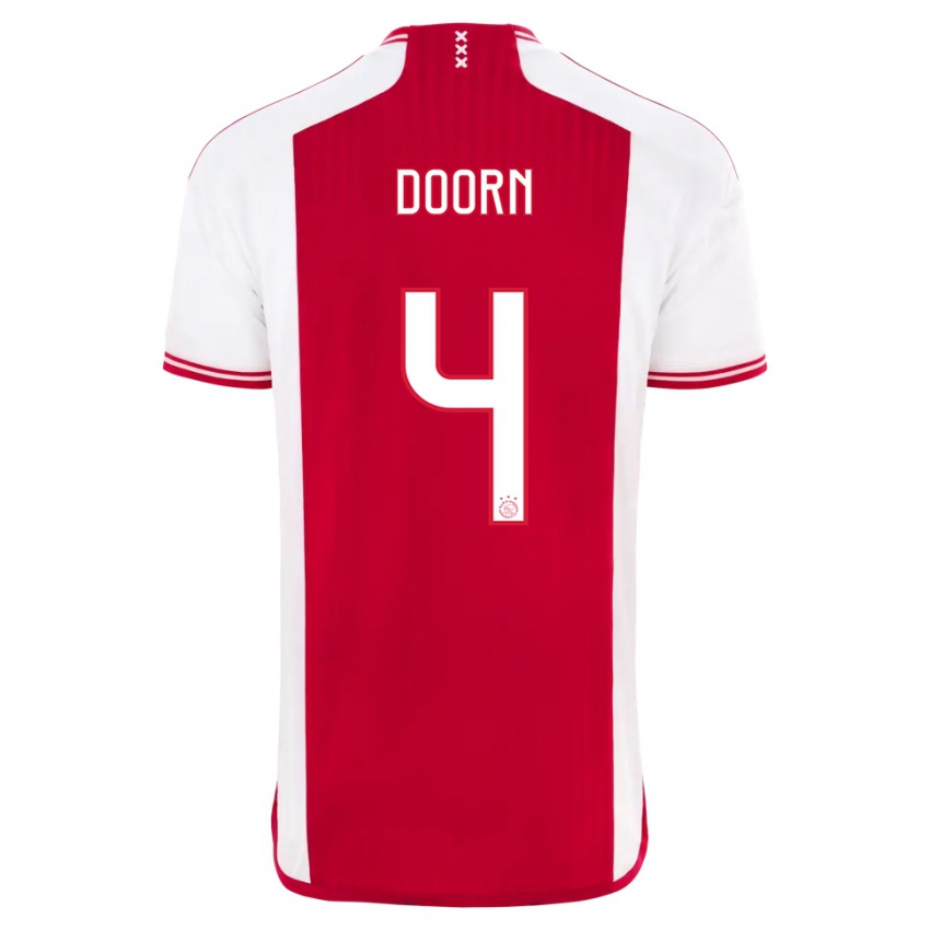 Mænd Lisa Doorn #4 Rød Hvid Hjemmebane Spillertrøjer 2023/24 Trøje T-Shirt