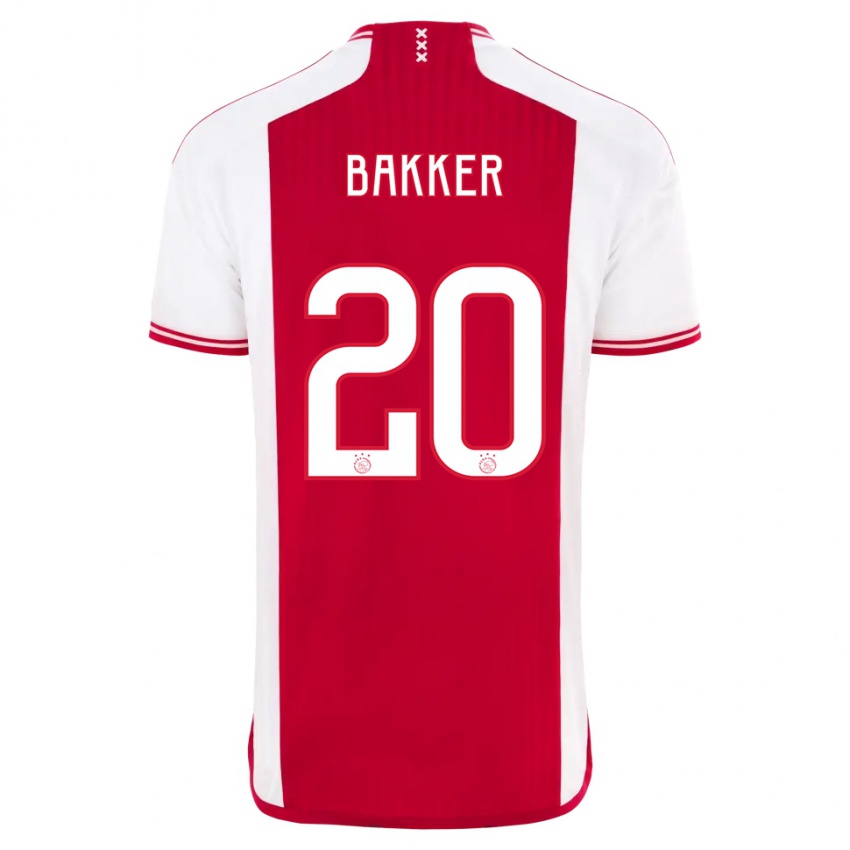 Mænd Eshly Bakker #20 Rød Hvid Hjemmebane Spillertrøjer 2023/24 Trøje T-Shirt