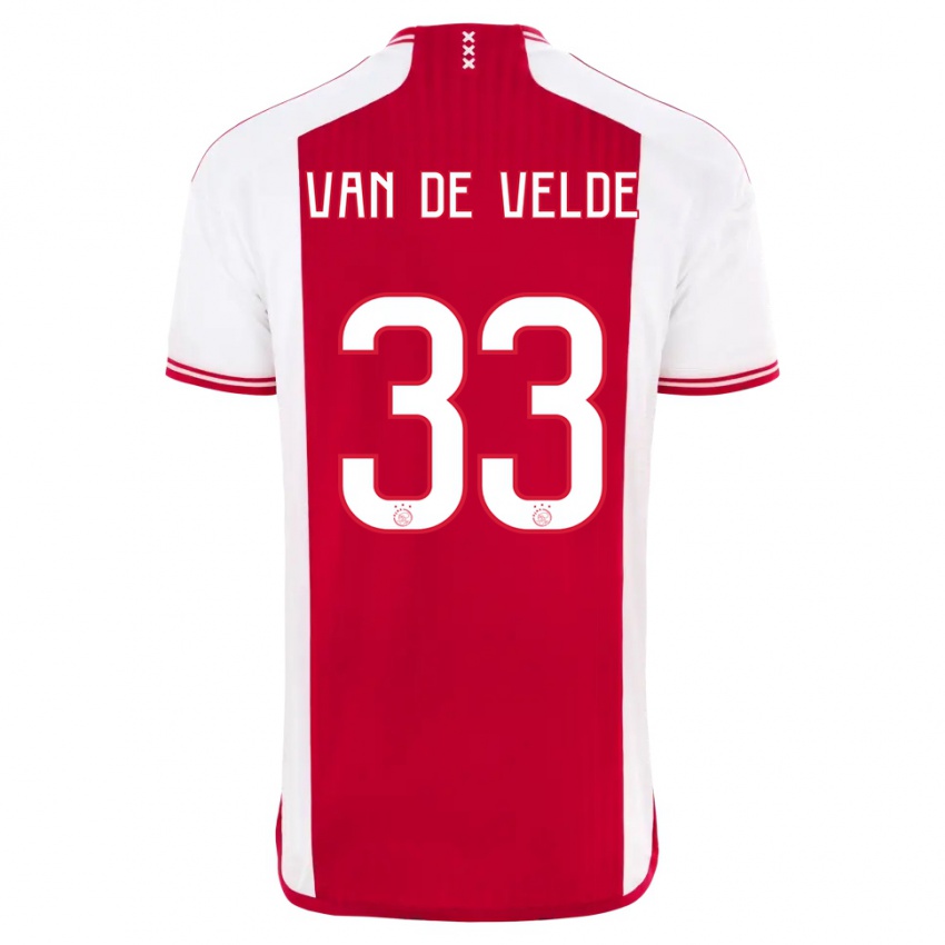 Mænd Jonna Van De Velde #33 Rød Hvid Hjemmebane Spillertrøjer 2023/24 Trøje T-Shirt