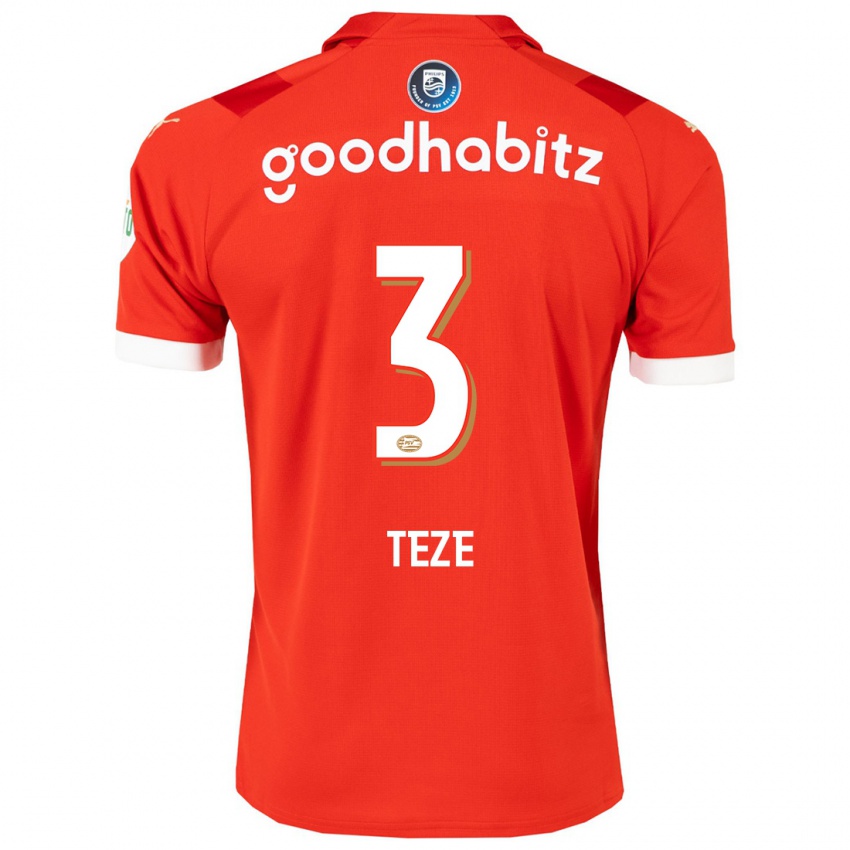 Mænd Teze #3 Rød Hjemmebane Spillertrøjer 2023/24 Trøje T-Shirt