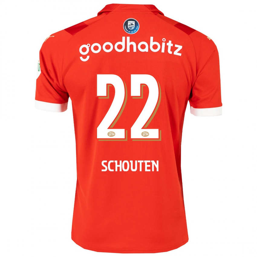 Mænd Jerdy Schouten #22 Rød Hjemmebane Spillertrøjer 2023/24 Trøje T-Shirt