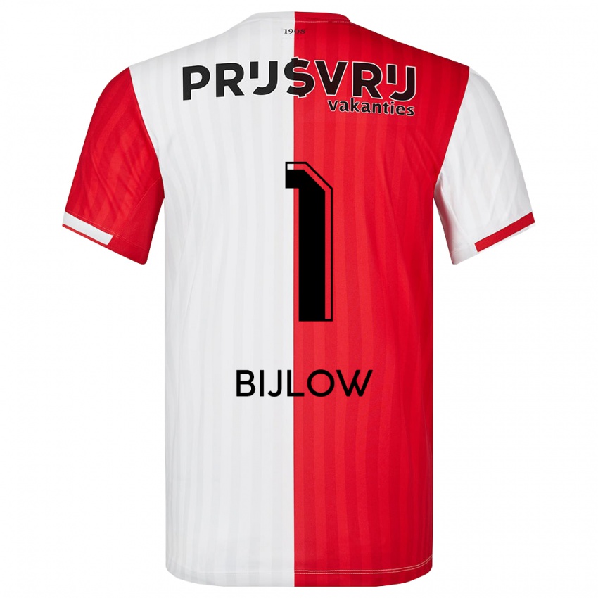 Mænd Justin Bijlow #1 Rød Hvid Hjemmebane Spillertrøjer 2023/24 Trøje T-Shirt