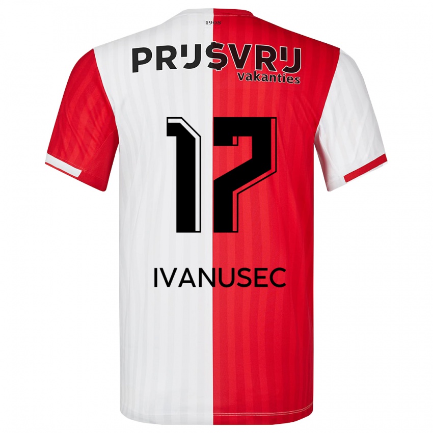 Mænd Luka Ivanusec #17 Rød Hvid Hjemmebane Spillertrøjer 2023/24 Trøje T-Shirt