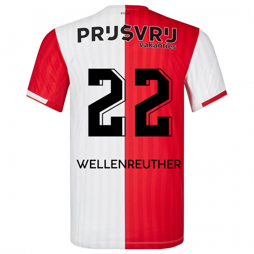 Mænd Timon Wellenreuther #22 Rød Hvid Hjemmebane Spillertrøjer 2023/24 Trøje T-Shirt