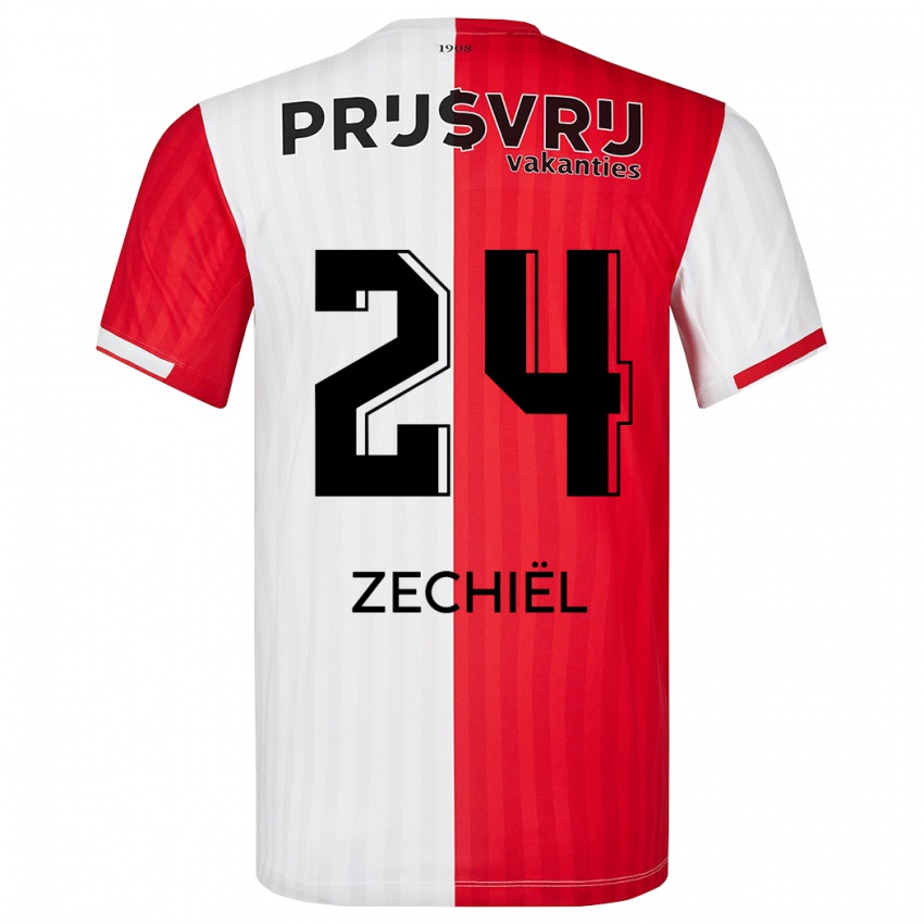 Mænd Gjivai Zechiel #24 Rød Hvid Hjemmebane Spillertrøjer 2023/24 Trøje T-Shirt