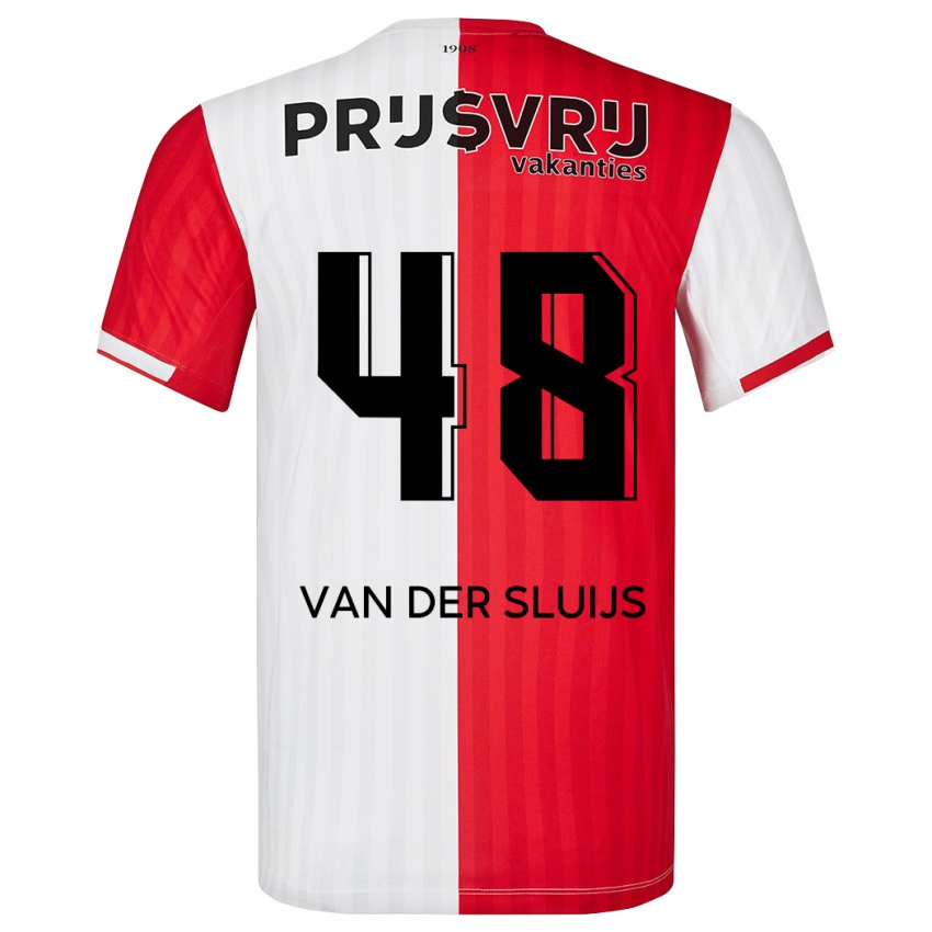 Mænd Joep Van Der Sluijs #48 Rød Hvid Hjemmebane Spillertrøjer 2023/24 Trøje T-Shirt