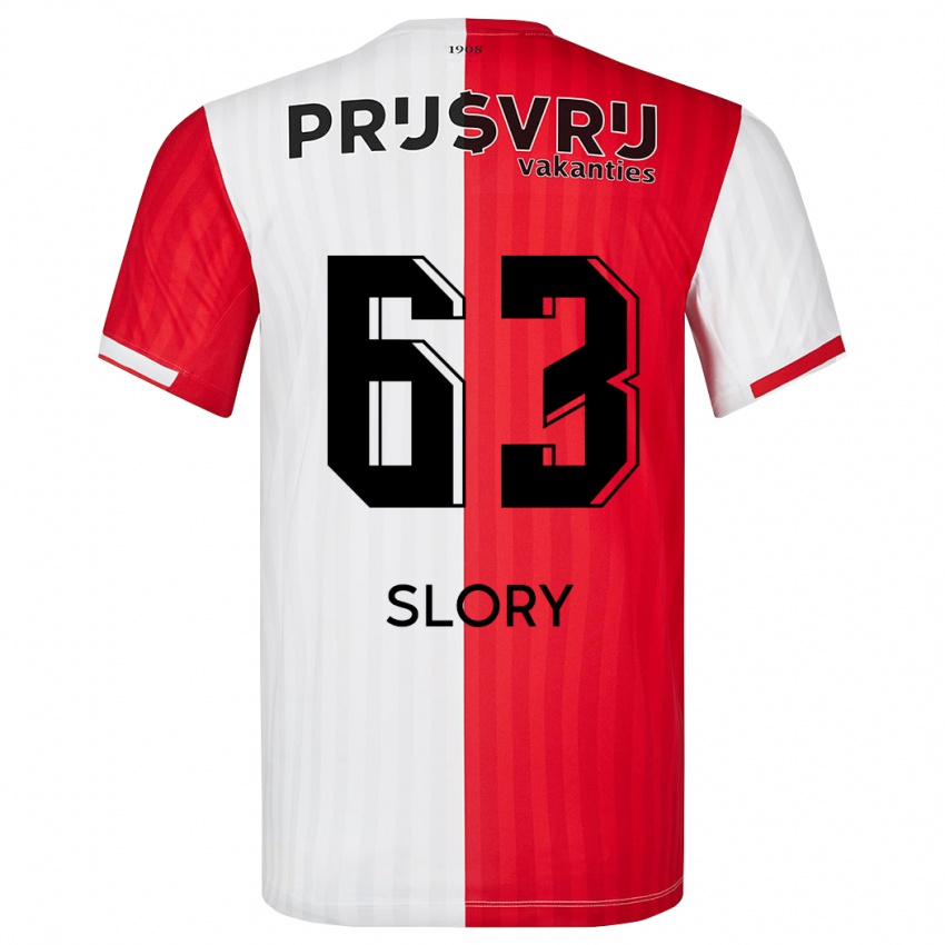 Mænd Jaden Slory #63 Rød Hvid Hjemmebane Spillertrøjer 2023/24 Trøje T-Shirt