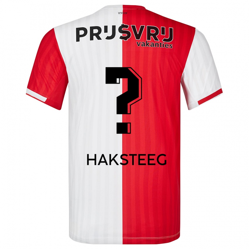 Mænd Tim Haksteeg #0 Rød Hvid Hjemmebane Spillertrøjer 2023/24 Trøje T-Shirt