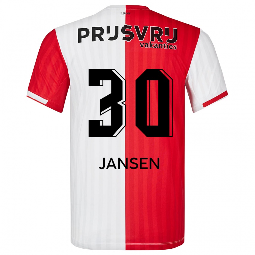 Mænd Thijs Jansen #30 Rød Hvid Hjemmebane Spillertrøjer 2023/24 Trøje T-Shirt