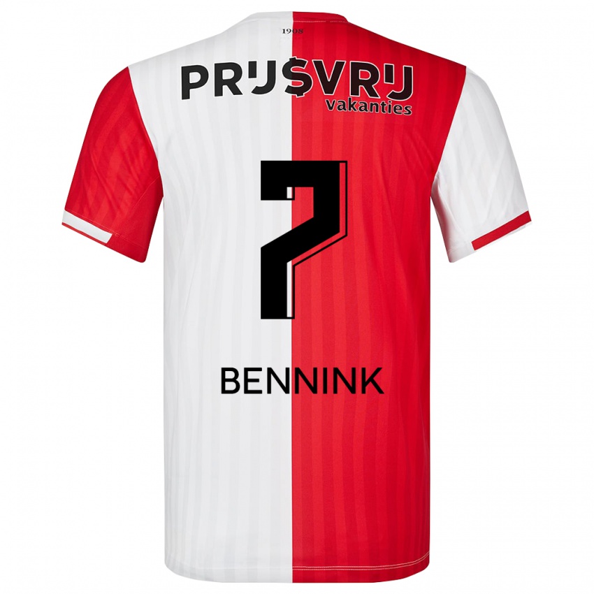 Mænd Maxime Bennink #7 Rød Hvid Hjemmebane Spillertrøjer 2023/24 Trøje T-Shirt
