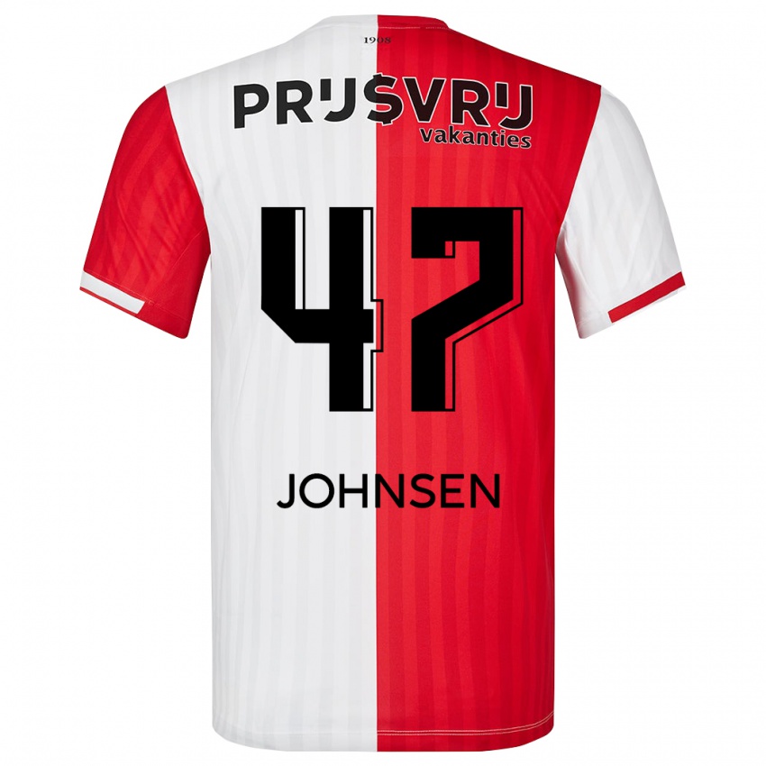 Mænd Mikael Torset Johnsen #47 Rød Hvid Hjemmebane Spillertrøjer 2023/24 Trøje T-Shirt