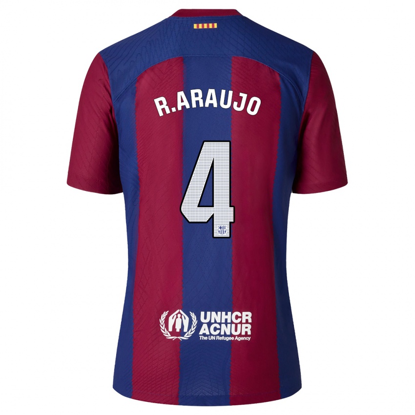 Mænd Ronald Araujo #4 Rød Blå Hjemmebane Spillertrøjer 2023/24 Trøje T-Shirt
