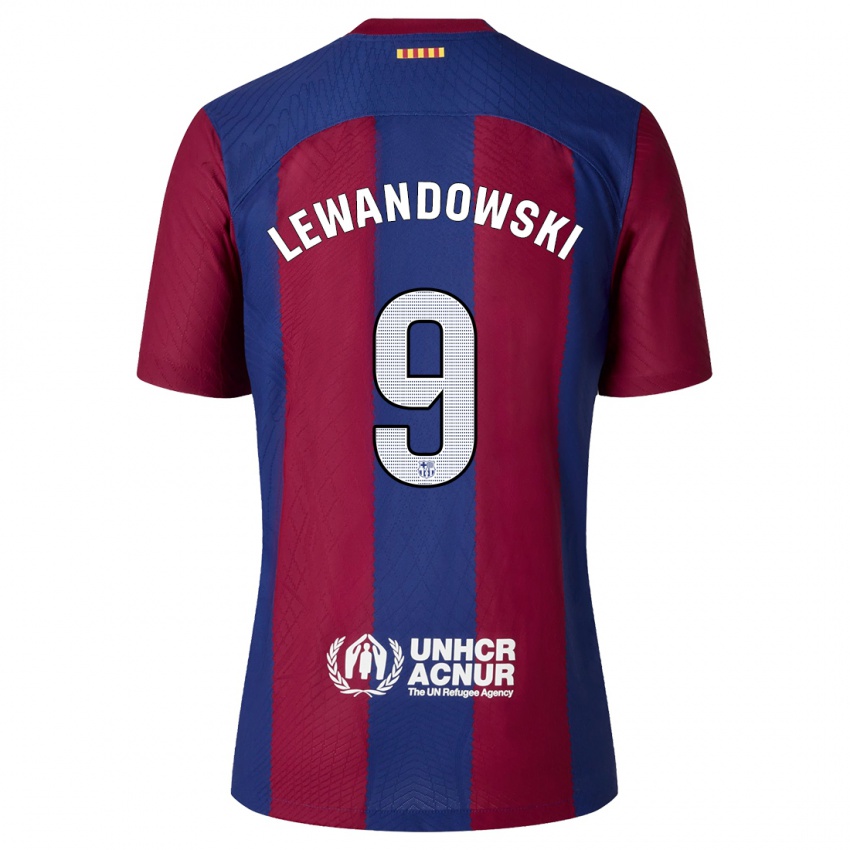 Mænd Robert Lewandowski #9 Rød Blå Hjemmebane Spillertrøjer 2023/24 Trøje T-Shirt