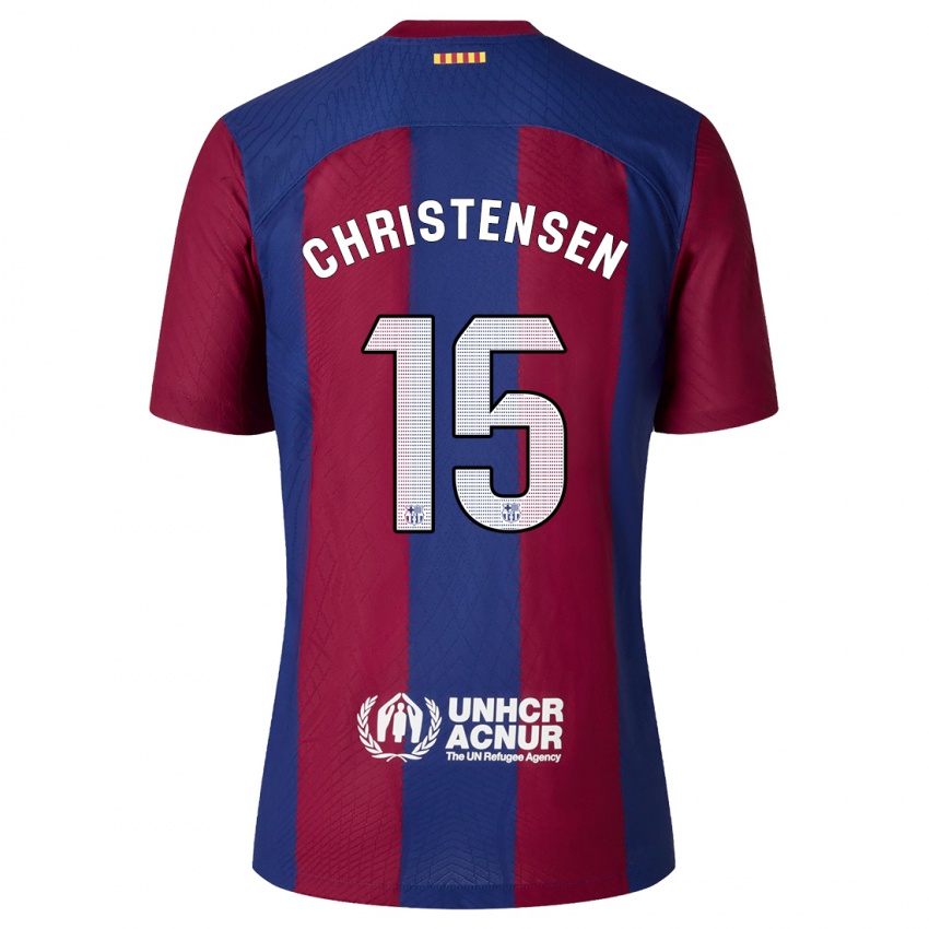 Mænd Andreas Christensen #15 Rød Blå Hjemmebane Spillertrøjer 2023/24 Trøje T-Shirt