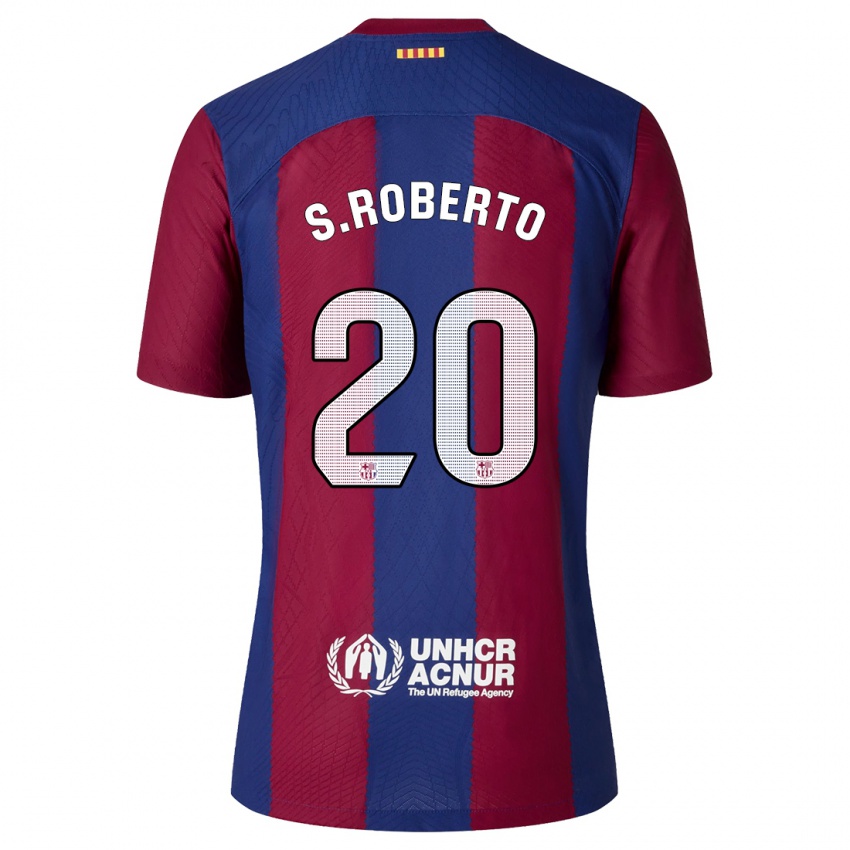 Mænd Sergi Roberto #20 Rød Blå Hjemmebane Spillertrøjer 2023/24 Trøje T-Shirt