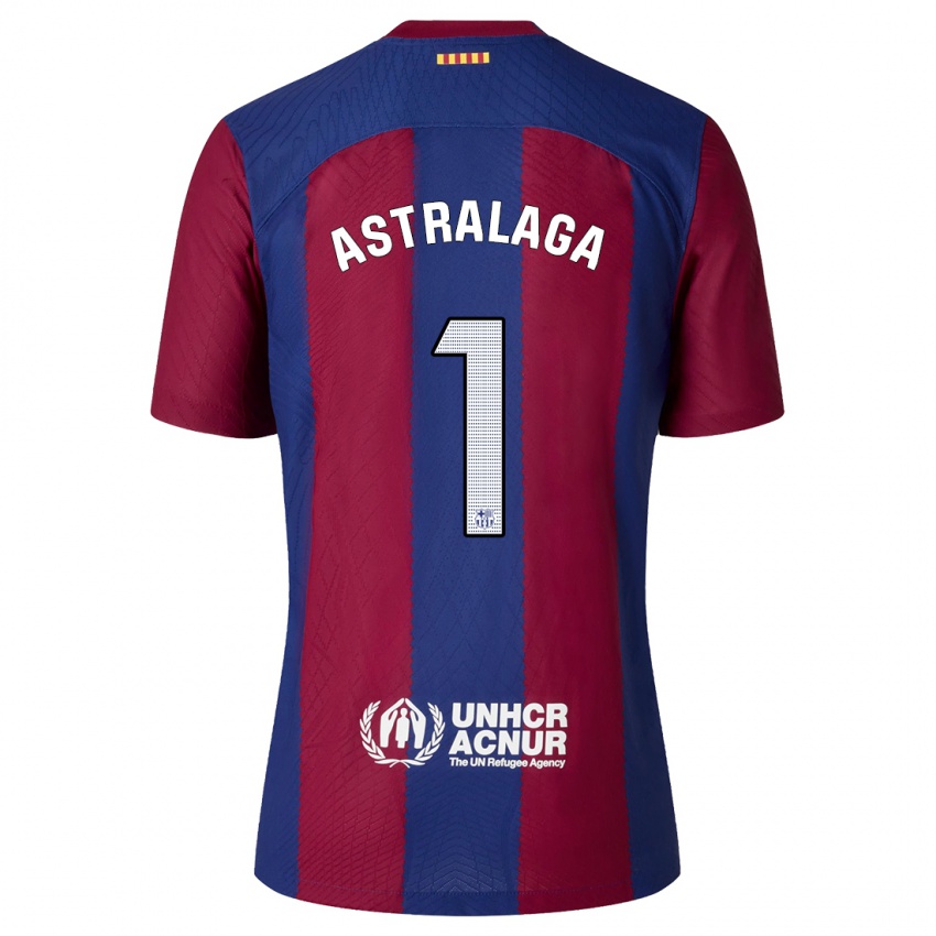 Mænd Ander Astralaga #1 Rød Blå Hjemmebane Spillertrøjer 2023/24 Trøje T-Shirt