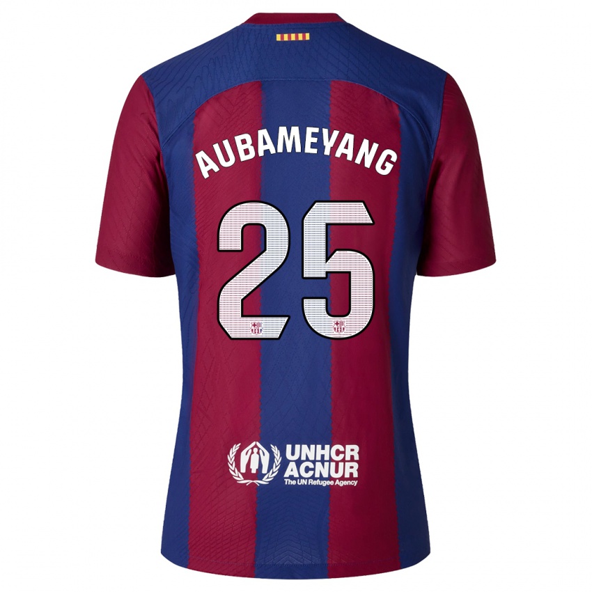 Mænd Pierre Emerick Aubameyang #25 Rød Blå Hjemmebane Spillertrøjer 2023/24 Trøje T-Shirt