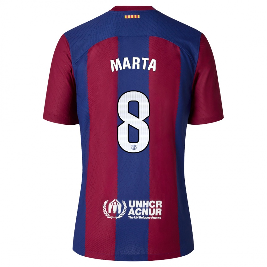 Mænd Marta Torrejon #8 Rød Blå Hjemmebane Spillertrøjer 2023/24 Trøje T-Shirt