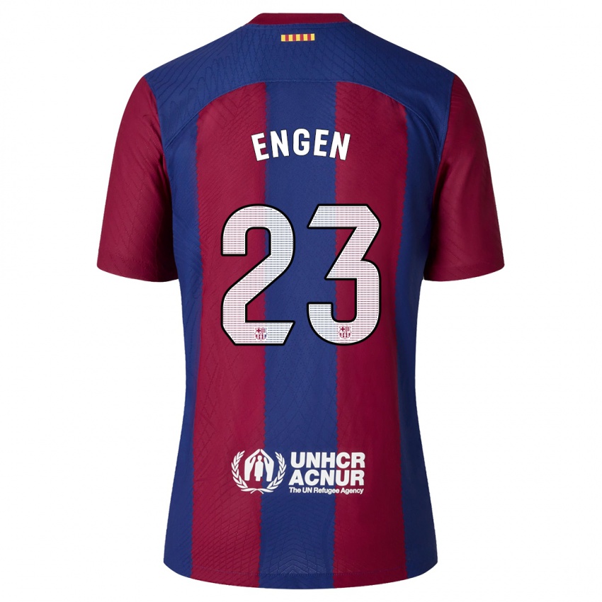 Mænd Ingrid Engen #23 Rød Blå Hjemmebane Spillertrøjer 2023/24 Trøje T-Shirt