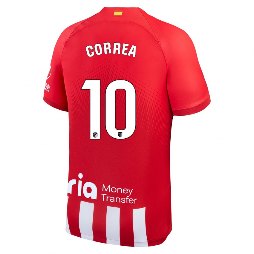 Mænd Angel Correa #10 Rød Hvid Hjemmebane Spillertrøjer 2023/24 Trøje T-Shirt