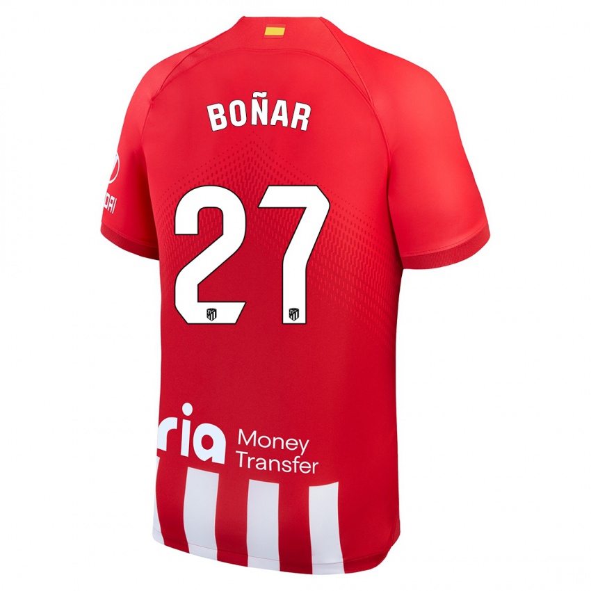 Mænd Javier Boñar #27 Rød Hvid Hjemmebane Spillertrøjer 2023/24 Trøje T-Shirt