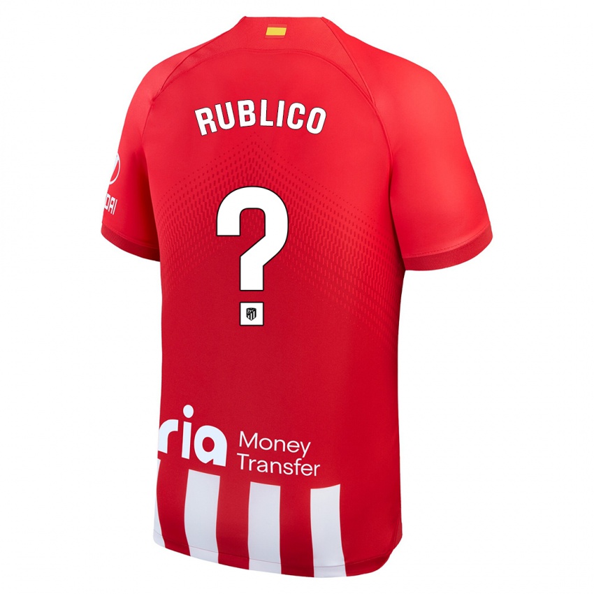 Mænd Santi Rublico #0 Rød Hvid Hjemmebane Spillertrøjer 2023/24 Trøje T-Shirt